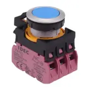 IDEC CW Series Blue Metallic 22.3mm Maintained Flush Push Button Switch 3NC IP65