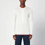 [GUCCI] White silk jersey with web ribbon L White