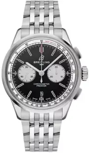 Breitling New Premier B01 Chronograph Black Dial White Subdial Date Mens Watch