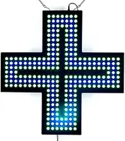 Pharmacy Cross Sign LED Light with Pull Switch, 48x48x2.5cm Medical Cross Lamp 3 Dimmable Modes (Steady/Flash/Strobe),Commercial Grade Neon Sign for Drugstore/Clinic/Window Display