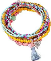 [Fiocias] Boho Beaded Anklets Beaded Anklets, Multilayer Accessories, Colorful Foot Chain, Beach Foot Jewelry