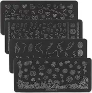 Beavorty 4pcs Nail Printing Plates Nail Stencils Easy to Use Templates for Unique Manicure Designs