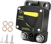 Oshhni Circuit Breaker Box 12V- 48V DC Easy Installation Manual Reset Switch Waterproof for Audio Boat Trolling Motor, 150A