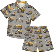 [Caihoyu] Toddler Baby Boys Short SleeveButton Down Shirt Elastic Drawstring Shorts Set Toddler Boy Clothes Summer Outfit