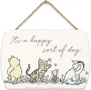 Disney Winnie The Pooh and Friends Happy Sort of Day Hanging Wood Wall Decor - Vintage Winnie The Pooh Sign for Bedroom or Nursery