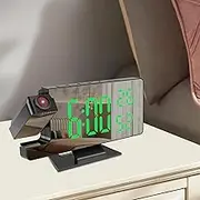 Projection Alarm Clock with 180° Rotatable Projector 4 Level Dimmable Mirror Projection Clock Large Display Digital Projection Alarm Clocks Projection Clocks with Snooze for Home Office Dorm (Green)
