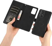 [GoshukunTech] for Galaxy A13 Case,for Samsung Galaxy A04S Phone Cover [2 in 1 Wallet Leather Case] Detachable Magnetic Flip Cover with Card Slots,Wrist Strap-Black
