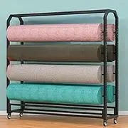 Large Shelf for Cloth Rolls, Mobile Cart for Vinyl Storage, Resistant Steel Organizer with Adjustable Bar to Hang, for Tapestry Paper, Movie for Windows