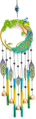 Wind Chimes, 28" Peacock Wind Chimes with Copper Bells Compose‌ a Zen Atmosphere