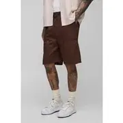 Mens Chocolate Tall Relaxed Fit Elasticated Waist Carpenter Shorts