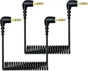 2-Pack 3.5mm Microphone Cable Compatible with DJI Mic 2 & Rode Microphone Wireless Pro, Coiled Dual 3.5mm TRS Patch Cable Audio Mic Cord for Cameras