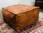 LEATHEROOZE unstuffed Handmade Leather Rectangular Pouf pouffe Footstool rest.
