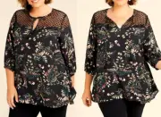 TS TAKING SHAPE plus size S / 16 - 18 Lace & Ditsy Print Top sexy NWT rrp$140!