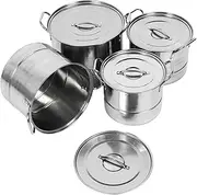 Omabeta 4PCS Stainless Steel Stockpot Set with Lid for Home Kitchen Cooking Gas Stove and Induction Cooktops,Large Capacity Cooking Pot Cookware Set