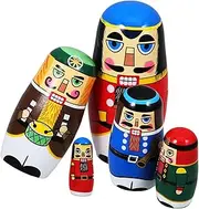 5pcs Christmas Themed Russian Nesting Dolls Nutcracker Dolls Decorative for Home Office Unique Present for Holiday Decoration