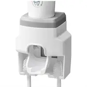 Punch-free wall hanging automatic toothpaste squeezer device toothbrush holder