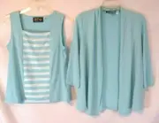 New Bob Mackie Shirt Jacket Set 2 Piece Blue XXS Sequin A222625 Womens YQ14