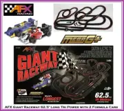 New AFX Giant Raceway 62.5' HO Slot Car Track Set w/Tri-Power Pack 22020