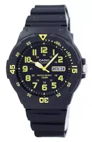 Casio Quartz Dual Time Analog Black Dial Day/Date MRW-200H-9BVDF 100M Mens Watch