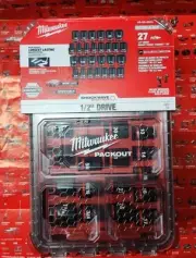 ⭐️NEW⭐️ Milwaukee SHOCKWAVE PACKOUT 1/2" SAE & Metric 27Pc Impact Socket Set