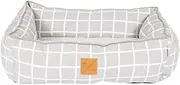Mog & Bone Bolster Dog Bed, Grey Check, Small