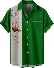 [Generic] Shirts Pack for Men Mens Christmas Santa Gift 3D Digital Printing Button Lapel Short Sleeve Shirt T Shirt Top Blouse Rayon Long Sleeve Top