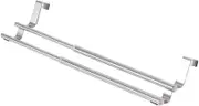 Retractable Double Towel Bar Stainless Steel Bathroom Storage Mounted Movable Shower Shelf Over The Cabinet Towel Hanger Space Saving Design