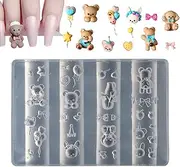 Nails Craft Silicone Mould | Fingernails Decoration Silicone Mold - Manicure Tool, Heart Bow Bear Cute Charm Making for Home, Traveling, Dating, Wedding