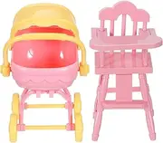Realistic Baby Doll Stroller Boys and Girls Stroller Toy Mini Doll High Chair Portable Baby Playset