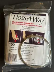 Floss-A-Way Organizer for Embroidery Floss and Threads 100 Bags Storage Ring 5x3
