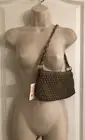 Lina Light Brown 10 X 5 Inch Woven Handbag Purse Shoulder Bag Gold Strap NWT $26