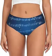 [YANYU] Blue Musical Notes Print Women S Briefs Comfortable Plus Size Underwear Ladies Versatile Panties Xs To 4xl