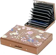 [BONSYL] Credit Card Holder Wallet Pro Max Upgraded | 10 Card Slots | RFID Blocking Metal Wallet for Men & Women | Ultra-Slim Design | Easily Removable Money & Cards (10 Card/Rose Gold/Flower)