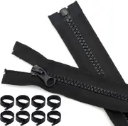 8 Pieces #5 24 Inch Separating Jacket Zippers Bulk Black Zipper Replacement Two-