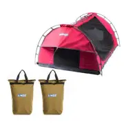 Adventure Kings Pink Double Swag Dome Tent + 2x Doona/Pillow 400GSM Canvas Bag