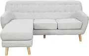 3 Seater Linen Sofa Lounge Right Side Chaise Couch Furniture Light Grey L-Shaped