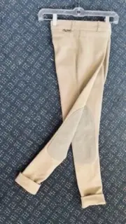 JODHPURS Childs sz 12 NEW w/ Cuffs Front Zip Green/Beige w/Elastics SIGMA