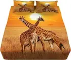 Giraffes of Savanna Bed Decor Fitted Sheet Set Single/Double/Queen/King Size