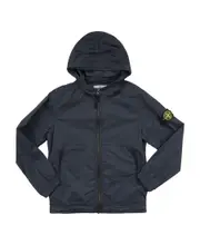 logo-patch hooded jacket 8Y,10Y blue