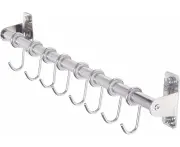 Pot Rack - Hanging Pot Rack Wall Mounted with 8 Hooks, Pan Rack, Pot Hangers for Kitchen, Chromed