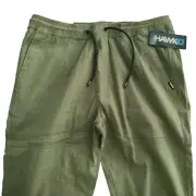 Tony Hawk Mens Sz Small Skate Canvas Joggers Khaki W/Drawstring NWT $65