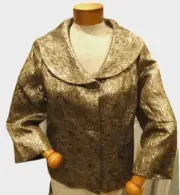 NEW! NOTATIONS Peter Pan Collar Empire Waist Gold Metallic Jacket, Size L
