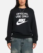 [Nike] Nike Club French Terry Crewneck Black/white - Size 2XL 2XL Black/White