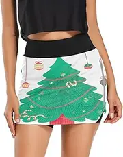[RPLIFE] Christmas Tree Mini Athletic Skort, Womens High Waisted Golf Skort, Soft Skorts Skirts Women