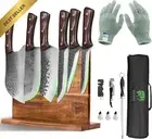 13-Piece Chef Butcher Knife Set with Magnetic Block, High Carbon Steel, Hand For