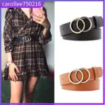 WOMEN FASHION LEATHER DOUBLE RING ROUND BUCKLE BELT / WAISTB