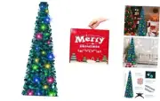 Pop Up Christmas Tree with Lights 5FT Collapsible Easy 1PC Peacock Blue