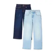 Wonder Nation Boys Bootcut Denim Jeans, 2 Pack, Size 12 Husky Dark/Light Blue