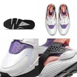 【NIKE 耐吉】武士鞋 Air Huarache 男鞋 白 紫 橘 襪套 休閒鞋(DD1068-101)
