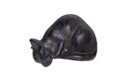 Mr Gecko Cat Statue Handcrafted Peering Down Cast Iron Antique Rust